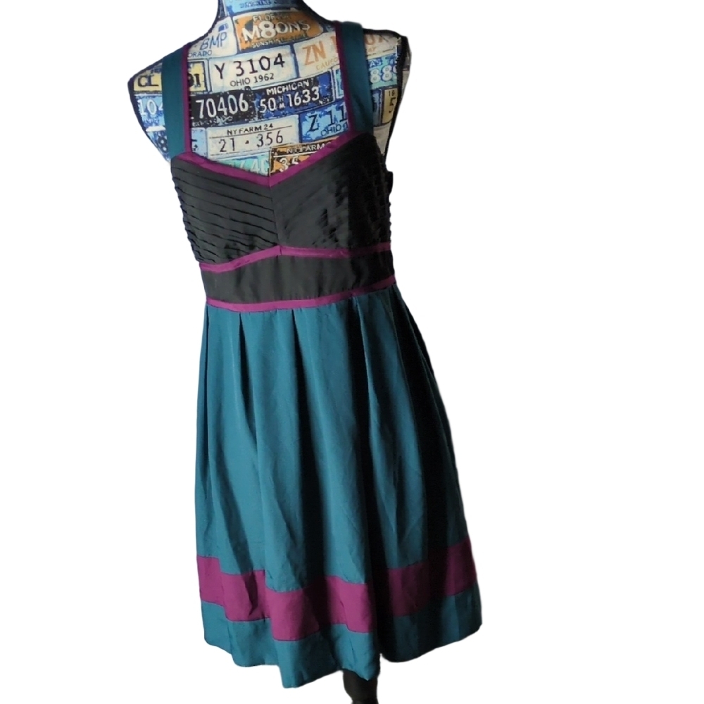 Kimchi Blue Green,.Purple, Black Babydoll Mini Dress Size Large